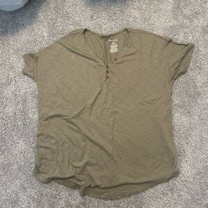 Knox Rose Olive Green Short Sleeve Henley Tee